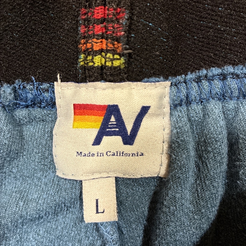 Aviator Nation Lounger Shorts Womens L Blue Velvet Logo Stripe Retro Athleisure - Picture 3 of 5